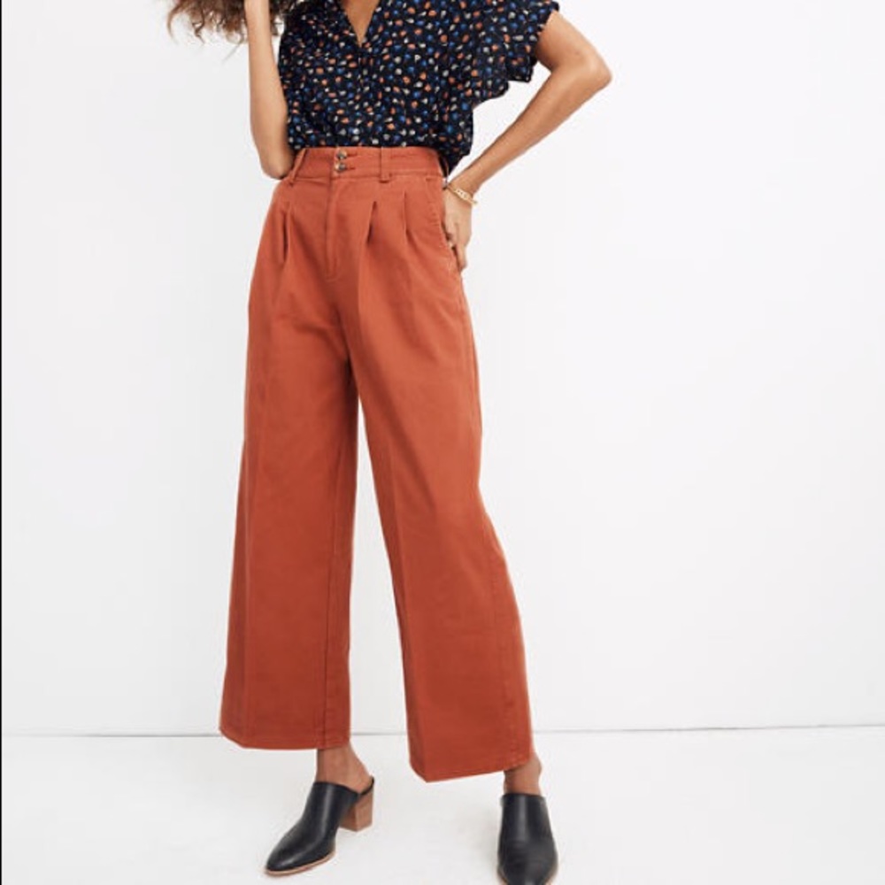 Madewell Wide Leg Cropped Pleated pants.